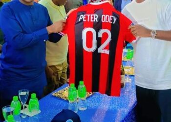 One Year Anniversary: Terem Moffi gifts C’River Deputy Governor Odey French Ligue 1 Club Nice jersey in Calabar
