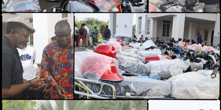 Ex-Gov. Ayade Continues Motorcycle Distribution to APC Ward Chairmen in Bekwarra, Ogoja, Yala